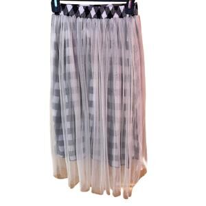 Earth Music & Ecology Ivory Tulle Plaid Skirt Size F Mori Girl J-Fashion